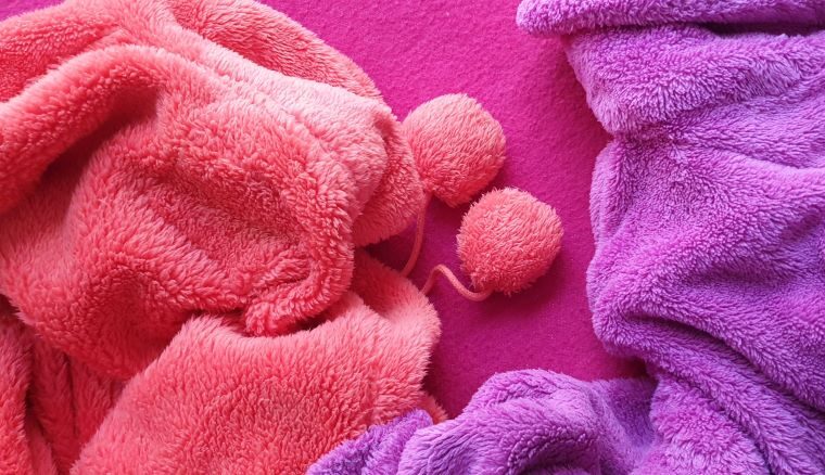 Pink and purple fuzzy fleece children's outerwear