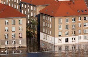 Flooded apartment buildings